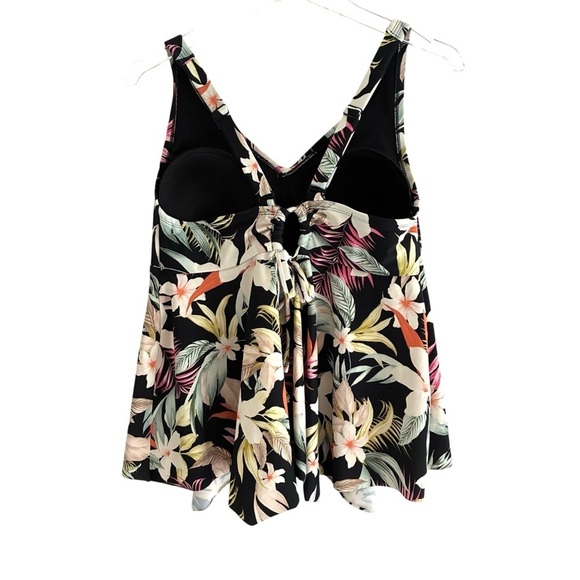 Kona Sol Floral Print Women's Swim Tankini  Top Size 1X - Picture 4 of 10